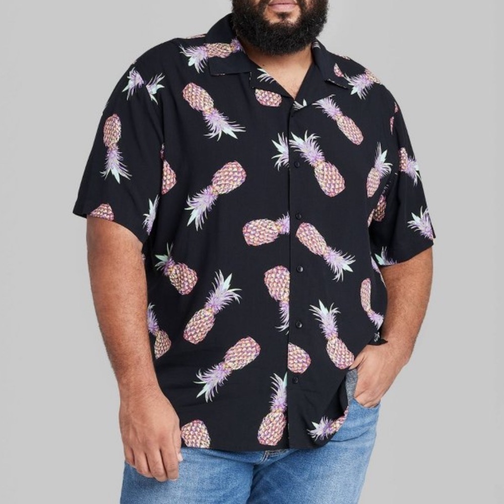 ORIGINAL USE Big& Tall Short Sleeve Button Down Top